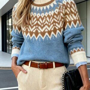 Multicolor Casual Women's Christmas Sweater Pullover